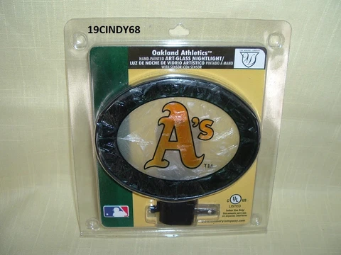 NEW IN PACK MLB OAKLAND ATHLETICS HAND PAINTED ART-GLASS NIGHT LIGHT Cover