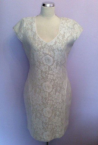 VALENTINO ABITO IN JERSEY VALENTINA PIZZO PANNA REISS NUOVO CON ETICHETTE TAGLIA 14
