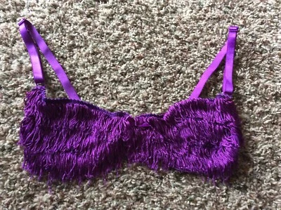 Fredericks Of Hollywood Fringe Bra Size 36 Purple VGUC - Image 1 of 4
