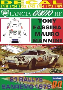 DECAL LANCIA STRATOS HF T.FASSINA R.SANREMO 1979 WINNER (01) - Picture 1 of 1