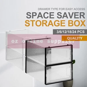 6/12/24 Set Transparent Shoe Storage Box Stackable Household Drawer Organizer - Picture 1 of 34