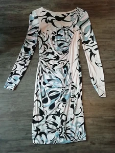 VESTIDO VAINA EMILIO PUCCI NEGRO/ROSA/GRIS ACANALADO - TALLA 10 REINO UNIDO. - Imagen 1 de 5