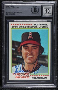 1978 Topps Record Breaker Nolan Ryan #6 BAS Certified BGS Encased Auto HOF