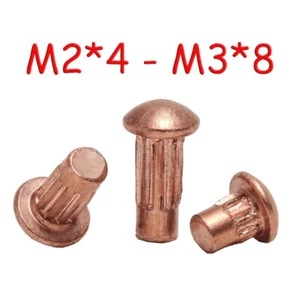 Brass Electric Knurled Rivets Copper Plated Solid Hammer Drive M2 M2.5 M3 - Picture 1 of 8