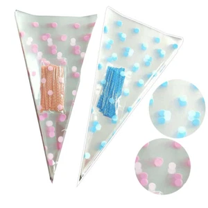 VDL POLKA DOTS CELLOPHANE CELLO CONES MEDIUM SWEET TREATS BAGS PARTY FAVOUR - Picture 1 of 11