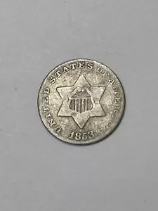 1853 Silver 3 Cents VG - Picture 1 of 2