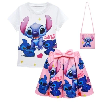 Stitch 3-10 Year Old Girl Skirt Short sleeved Skirt Bag 3-Piece Set - Image 1 of 3