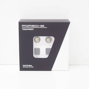 PORSCHE 911 991 Black Crested Valve Dust Caps 99104460267  NEW GENUINE - Bild 1 von 6