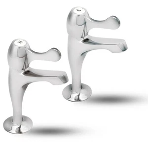 Deva Lever Action Kitchen Sink Taps Pair - Chrome Hot & Cold Ceramic Cartridge - Picture 1 of 4