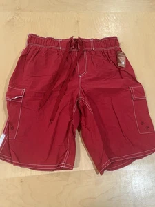 NWT New With Tags Arizona Jean Company Red Cargo Swim Trunks Size Large - Picture 1 of 5