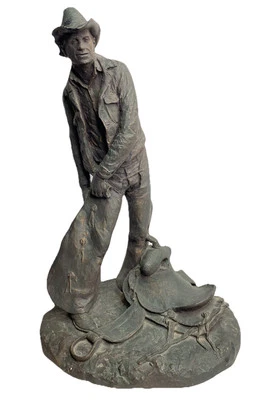 Michael Garman Bronzed Western Sculpture Statue Signed 1972 Rare HTF - Image 1 of 4