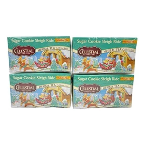 Lot of 4 Celestial Seasonings Tea Sugar Cookie Sleigh Ride 18 ct Caffeine Free - Picture 1 of 6