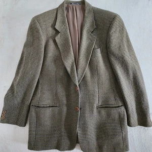 Abrigo Deportivo De Colección Giorgio Armani Tweed Lana Espiga Verde Marrón Para Hombres 40R - Imagen 1 de 21