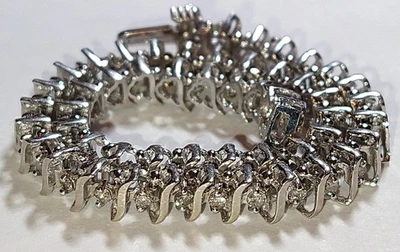 Solid 14k white gold natural diamond tennis bracelet 9.53 grams  7"  *GIA - Image 1 of 4