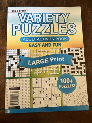 VARIETY PUZZLES Take A Break Adult Activity Book 100+ Puzzles Large Print Foto 1 de 4