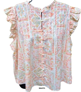 Rose + Oliv Damen Top Größe L Blumen Relaxed Fit Bunt Fließend Cottagecore - Bild 1 von 9