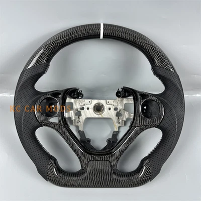 Volante de cuero de fibra de carbono negro para Honda Civic 2013-2015  Foto 1 de 4