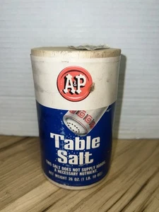 Vintage Full A&P Table Salt 26 Oz Container Cardboard With Paper Label Sealed - Picture 1 of 5