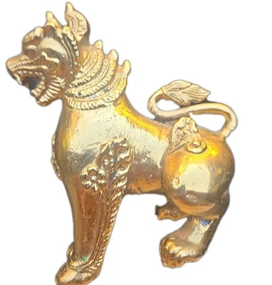  Antigua dinastía china bronce dorado Fengshui dragón unicornio bestia animal estatua Foto 1 de 4