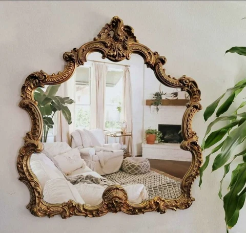 Large Vintage Ornate Gold Frame Mirror 54" x 50" x 3" - SUPER NICE! Cover