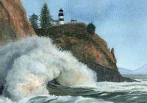Faro Cape Disappointment e imán para nevera de olas gigantes. Columbia River, lavado. - Imagen 1 de 2