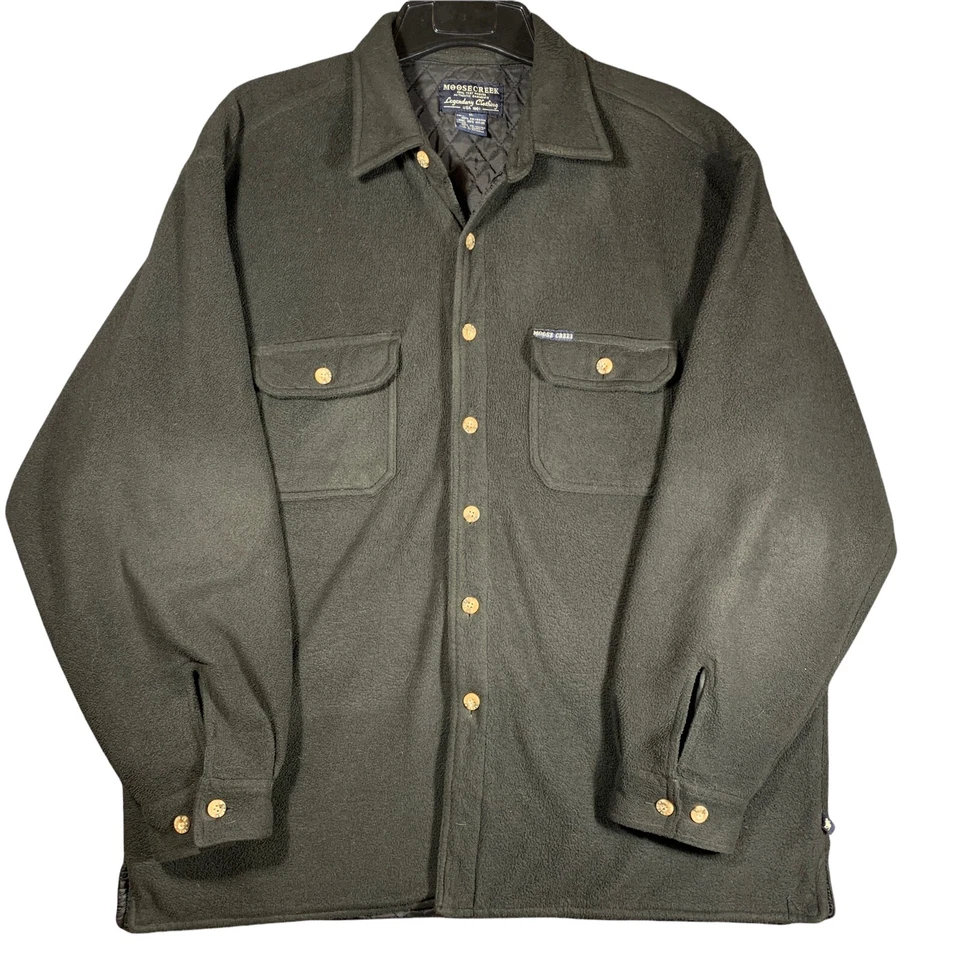 Moose Creek Men's XL Black Fleece Quilted Button Up Shirt Jacket Long Sleeve - Image 1 of 4