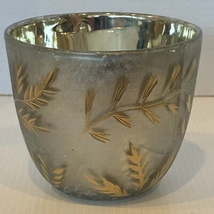 Anthropologie Silver/gold Etched Leaves Autumn Splendor Planter NWT - Picture 1 of 8