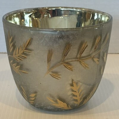 Maceta Anthropologie plata/oro hojas grabadas otoño esplendor nueva con etiquetas Foto 1 de 4