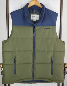 ORVIS Size XL Mens Insulated Vest Full Zip Green/Blue Ripstop Puffer Hunting - Picture 1 of 12