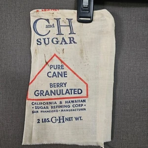 C & H Pure Cane Sugar Bag 2 lb. CA & HI Sugar Refining Corp San Fran VTG 5x8" - Picture 1 of 5