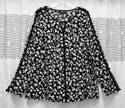 Liz Claiborne Women Blouse black, multicolor,  black Trim,  long sleeves 3X - Image 1 of 4
