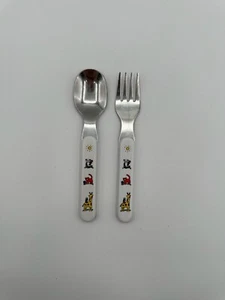 Vintage children’s Utensils - Fork And Spoon - Animal Cartoon - Picture 1 of 3