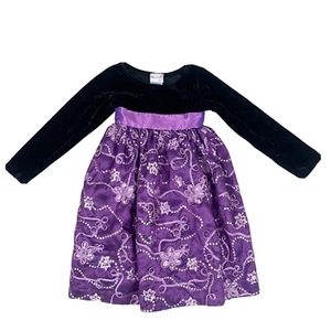 Nannette Girls Purple Black Velvet Sequin Holiday Party Dress Size 4T - Picture 1 of 9