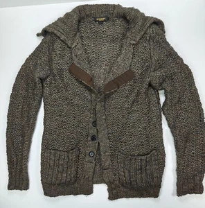 Diesel Brown Wool Alpaca Blend  Cardigan Jacket Black-Gold  Made Italy Y2K Men's - Picture 1 of 12