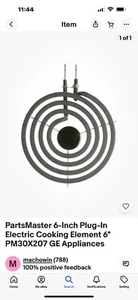 PartsMaster 6-Inch Plug-In Electric Cooking Element 6" PM30X207 GE Appliances - Picture 1 of 2