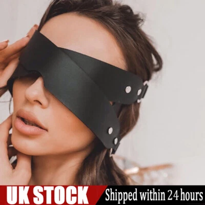 Sexy Women PU Leather Cosplay Eye Mask Fetish Roleplay BDSM Blindfold Flirt Prop - Image 1 of 4