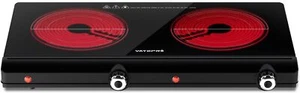 Infrared Double Burner Electric Cooktop - 1800W Portable Stove, Heat-u - Picture 1 of 7