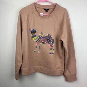 J. nuova con etichetta Maglione girocollo pull over stampa cammello abbronzato girocollo taglia media - Foto 1 di 8