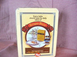 Vintage aussehende Blechdose Werbung Post Traube Nüsse Müsli Küche Lebensmittel Aufbewahrung - Bild 1 von 8