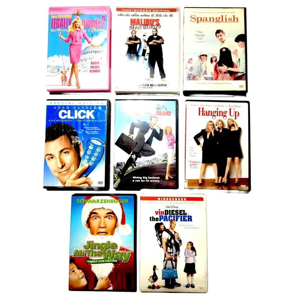 Lot of 8 Used Video DVD s Movies Click Spanglish Hanging Up The Pacifier Tested! Foto 1 de 4