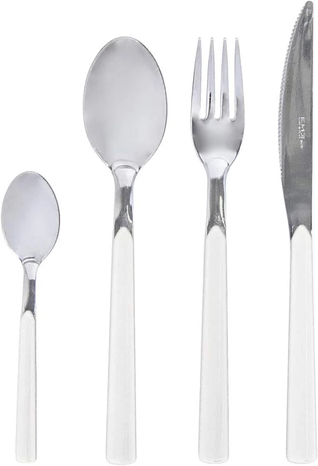 Set di Posate Fast da 24 Pezzi, Nuovo, Design Moderno, Manico Color Bianco - Immagine 1 di 1