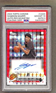 2023-24 Topps Chrome - Shaedon Sharpe Auto Red Geometric Refractor 1/5 PSA 10 - Bild 1 von 2