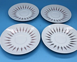 4 Coronet by Sango Crest Atomic Diamond Pink Grey 6" SAUCERS Mid Century Mod MCM - Picture 1 of 8