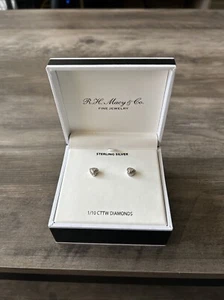 Diamond Halo Stud Earrings (1/10 ct. t.w.) in Sterling Silver NEW - Picture 1 of 4