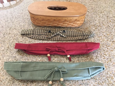 Longaberger Scalloped Boutique Tissue Basket Set WB NEW! (Protector & 3 liners) Cover