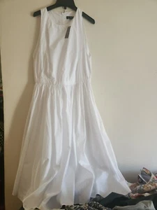 J.Crew High Neck Cotton Poplin Sleeveless Midi Dress White Size 10 NWT - Picture 1 of 11