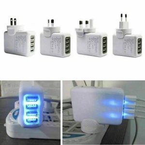 2.1A 4 Port USB Accueil Mur Adaptateur pour iPad iPhone 5S4 5SE SAMSUNG w / Plug - Photo 1 sur 5
