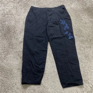 Liz Claiborne Ankle Pants Womens 10 Classic Navy Blue Floral Embroidered 34x26 - Picture 1 of 15