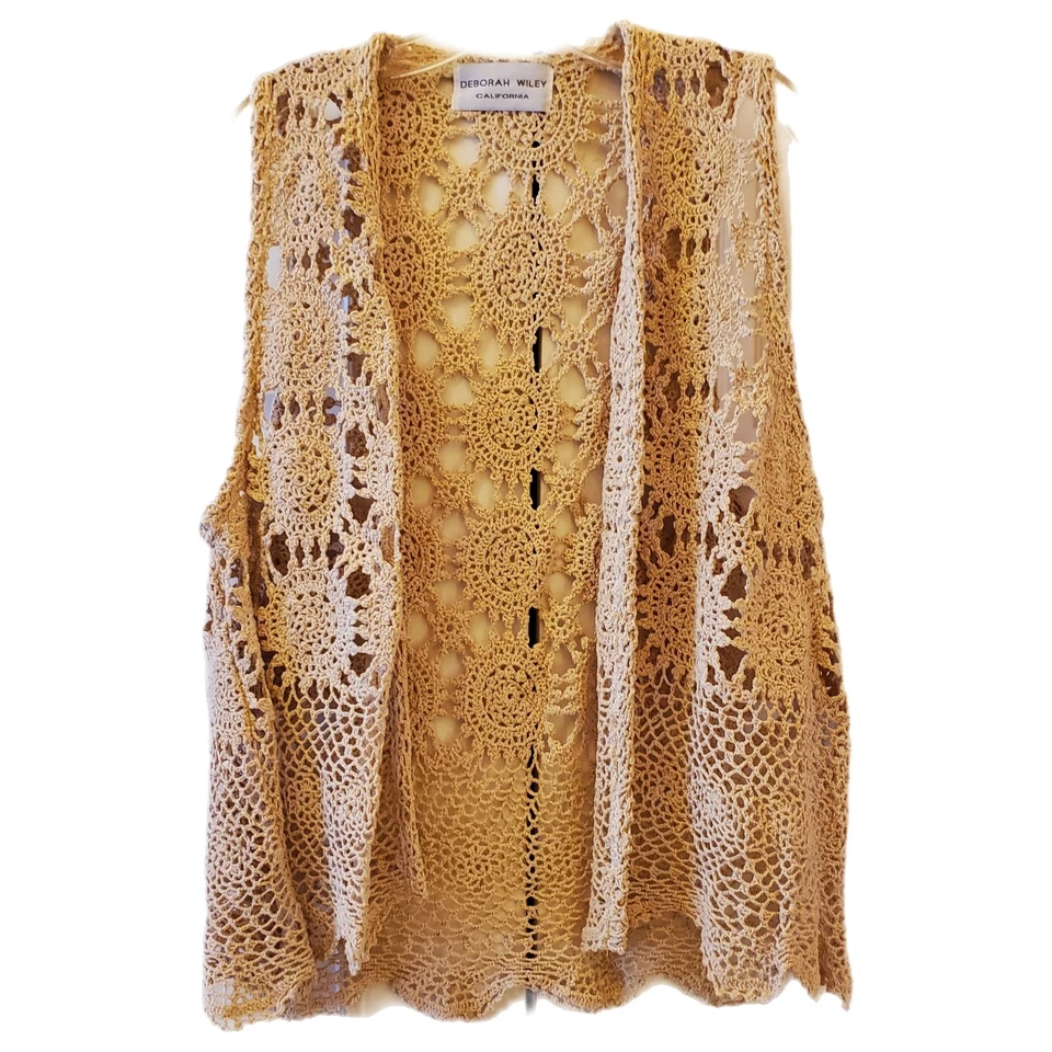 Chaleco De Colección Deborah Wiley California Crochet Boho Verano Mujer Talla Grande Foto 1 de 4