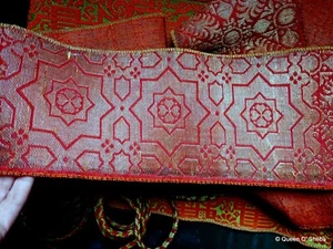 Moroccan Fez Sash Lampas Brocade Weaving Large Bridal Belt Textile Silk Antique# - Picture 1 of 14